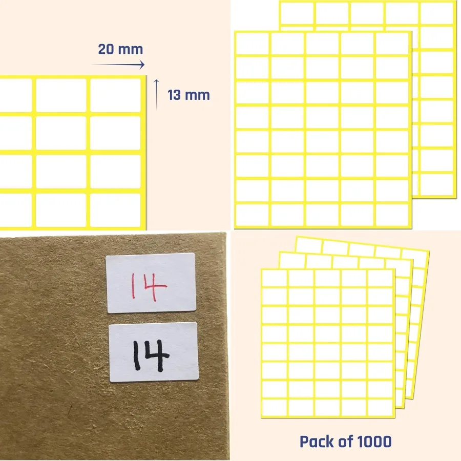

1000 упаковок 0,5 x 0,75 белых этикеток, наклейки для письма, цены, идеально подходят для маркировки продукции, управления инвентарью, DIY Proje