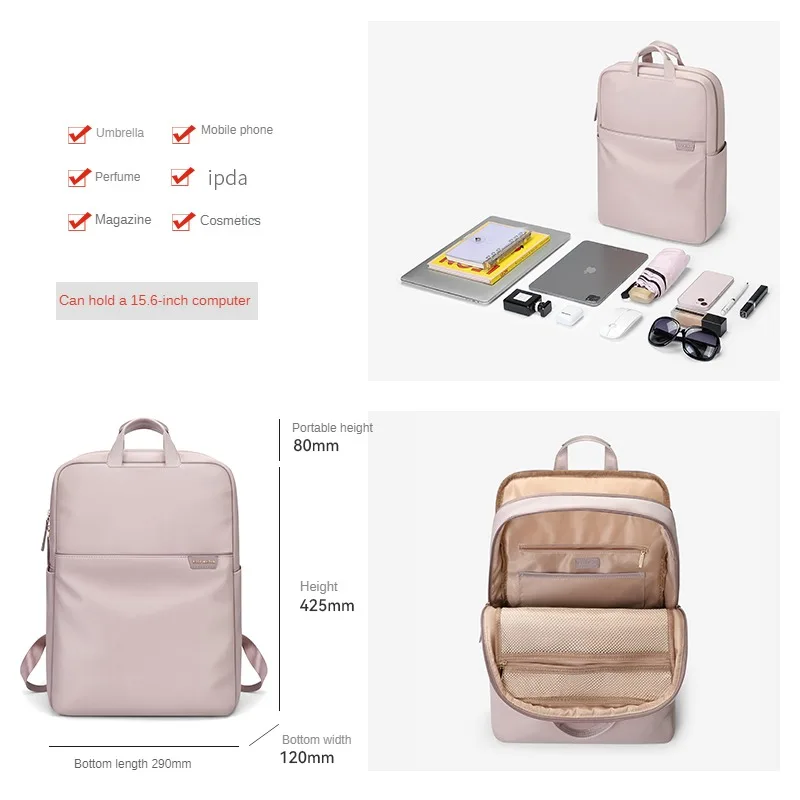 GOLF Women's Backpack Nylon Pink School Backpacks Slim Laptop Notebook Rectangular Travel Bags Zipper Waterproof Korean Popular