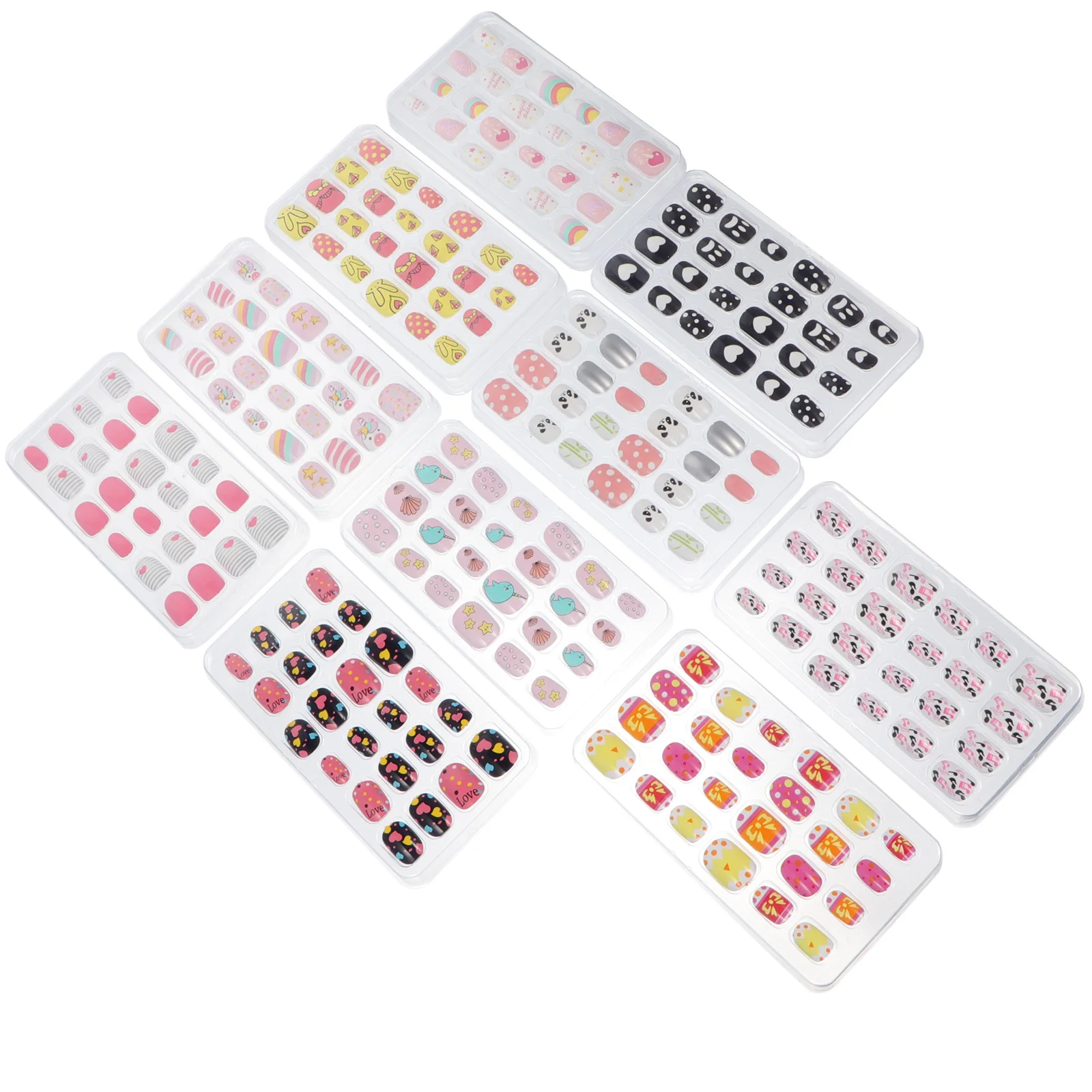 240 pezzi/Capelli per unghie finte sfusi per unghie per bambini Premere su copertura completa