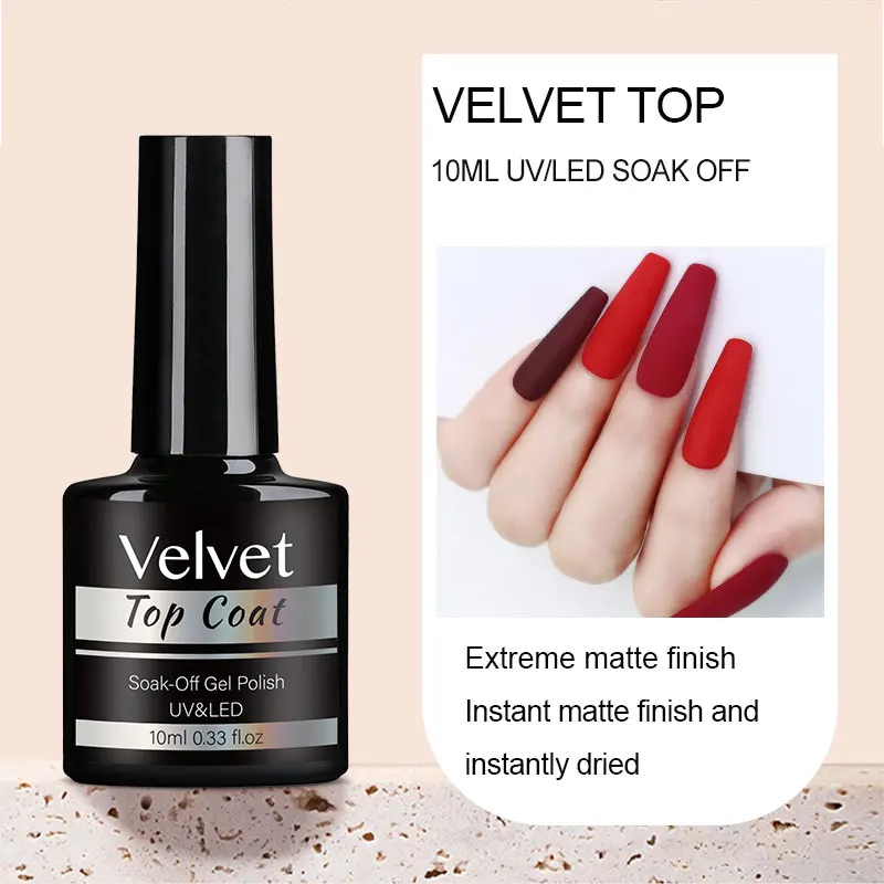 Arte Clavo Velvet Matte Nail Gel Polonês UV Base Transparente Top Coat Gosted Matt Effect Manicure Selador para Nail Art
