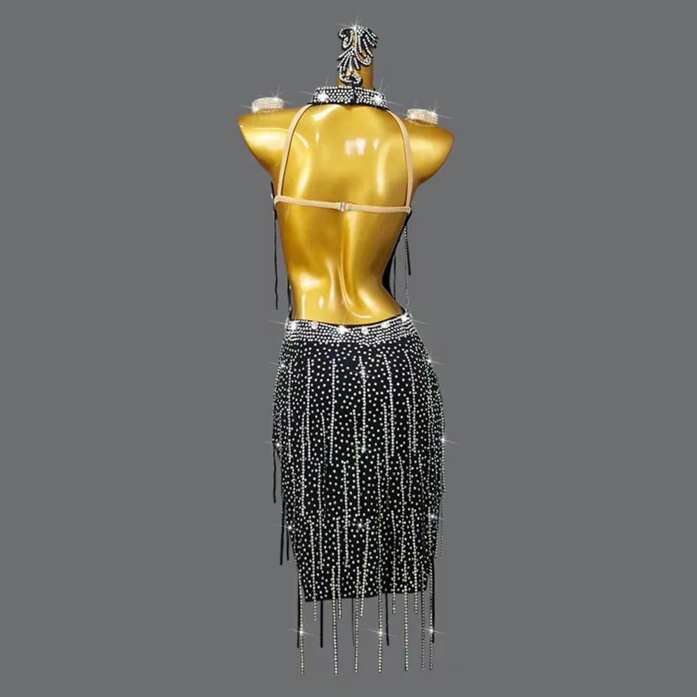 2025 Latin Dans Jurk Meisje Lijn Kostuum Dames Sport Feestpak Nieuwe Podium Rok Danskleding Kleding Sexy Lange Outfits Aangepast