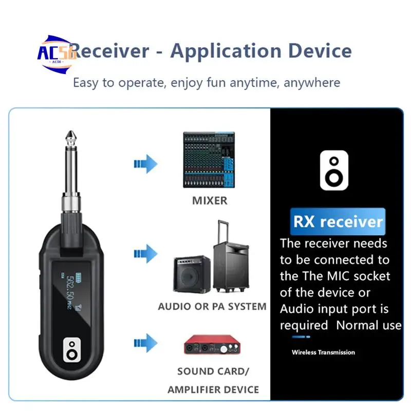 

AC56-M02 UHF беспроводная система передатчик и приемник для гитары скрипка бас электрическое фортепиано клавиатура инструмент электрический барабан