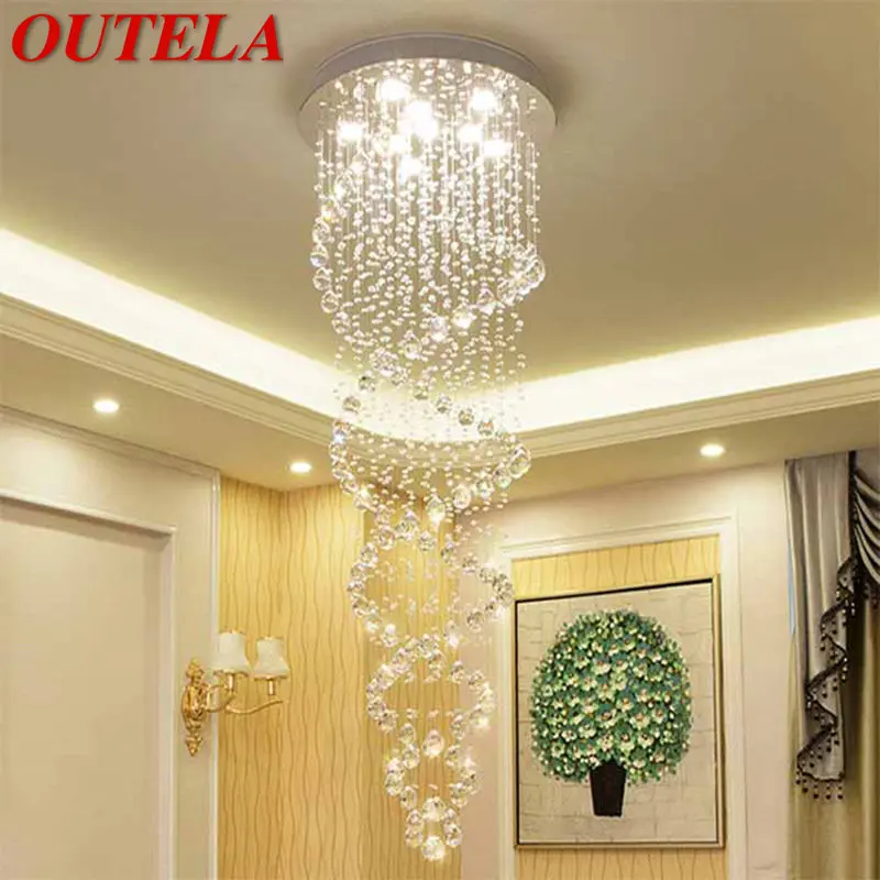 

OUTELA Modern Crystal Pendant Lamp LED Creative Luxury Rotate Chandelier Light for Home Living Room Villa Staircase Decor