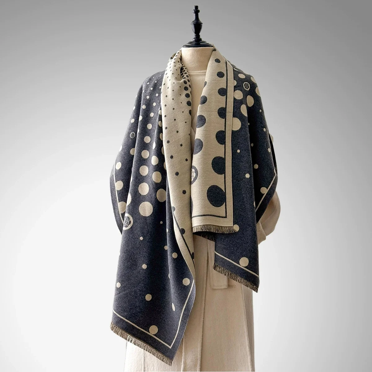 

Элегантный шарф в горошек, имитация кашемира, мягкая теплая универсальная шаль, холодостойкий ветрозащитный шарф-одеяло на осень-зиму