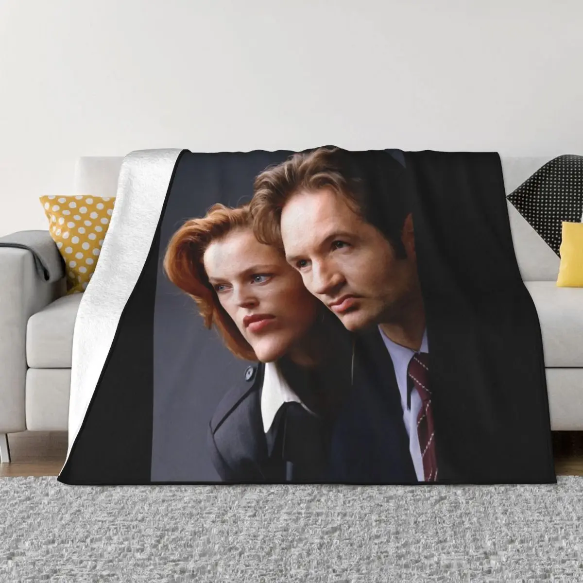 

The X Files Music Vintage Retro dana scully Throw Blanket Plaid on the sofa Fluffy Shaggy Blanket