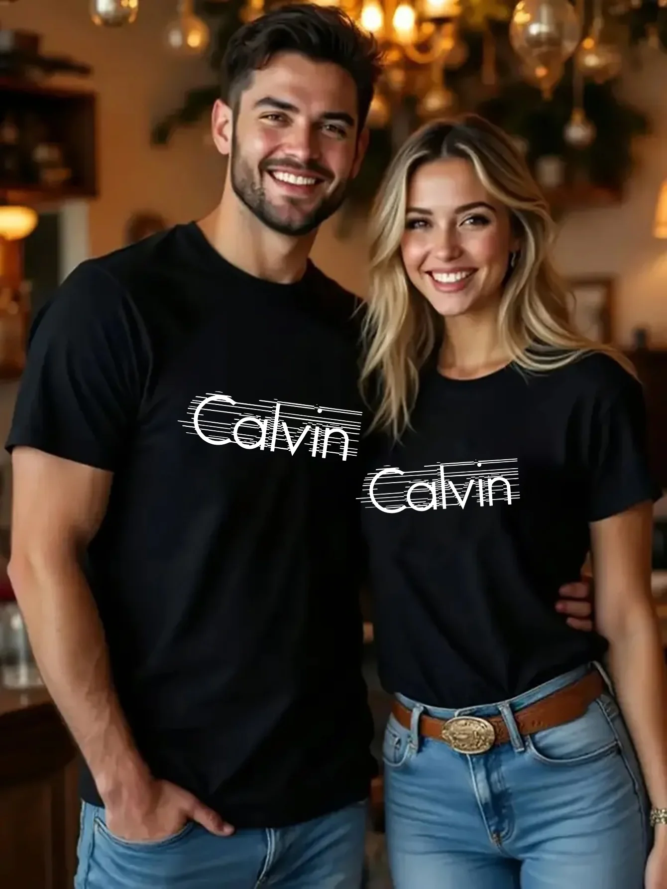 

One trendy couple T-shirt - Romantic couple outfit design, for a date night, for his and her coordination