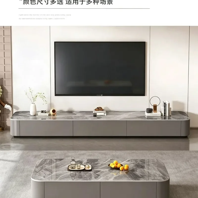 Light Luxury Modern Simple Rock Slab Coffee Table Living Room Small Apartment Floor TV Cabinet Combination Household