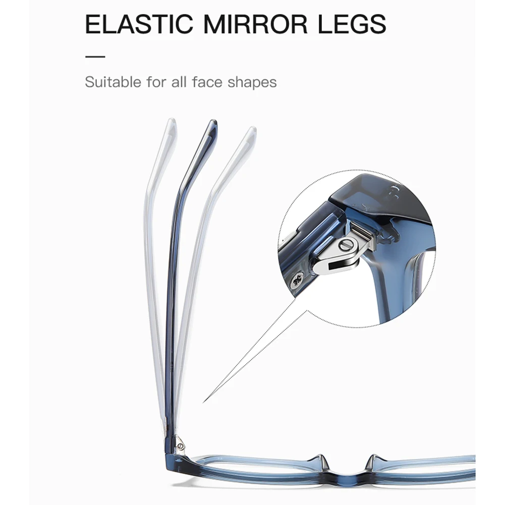 Peekaboo classic big glasses frame for men clear lens TR90 square glasses anti blue light male retro acetate transparent blue