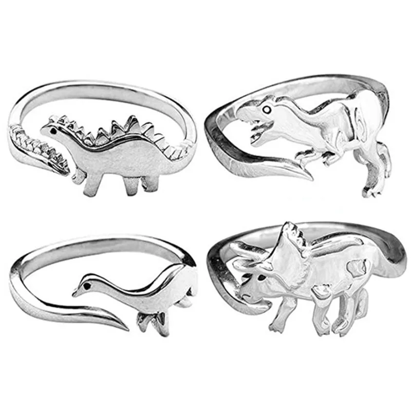 Dinosaur Rings Tyrannosaurus Stegosaurus Minimalist Cute Animal Ring Men Women Trendy Jewelry Gifts Adjustable Size