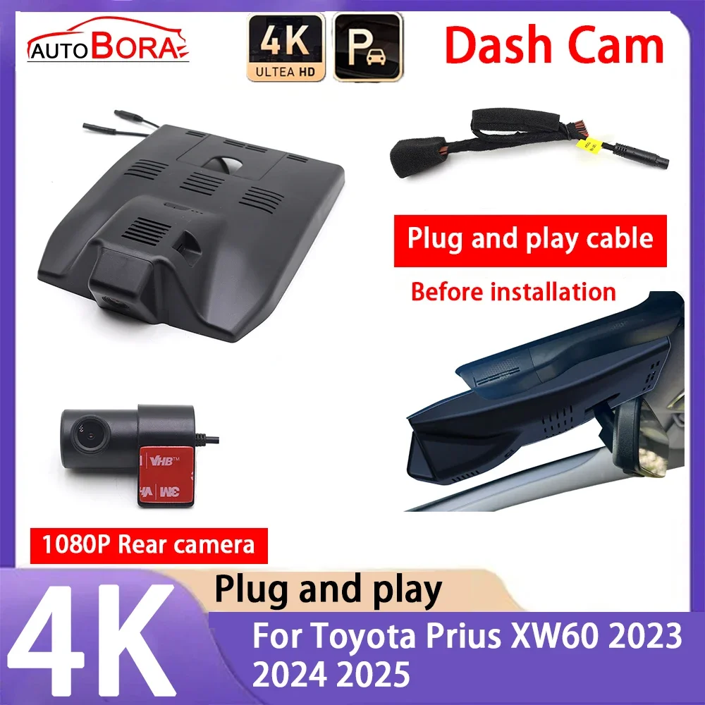 

AutoBora 4K 2160P Car Camera Plug and Play UHD Dash Cam Night Vision for Toyota Prius XW60 2023 2024 2025