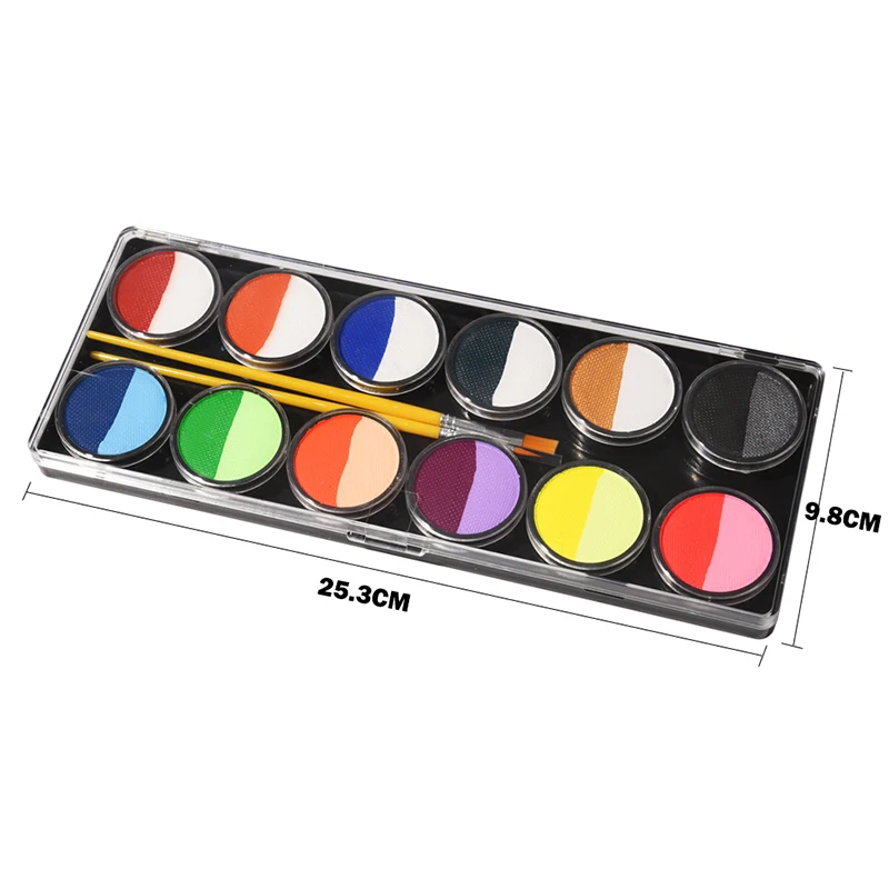 OPHIR Rainbow Face Paint Palette Split Cakes Body Painting 12 Groups Water-Based Face Painting for Children Halloween RT013A
