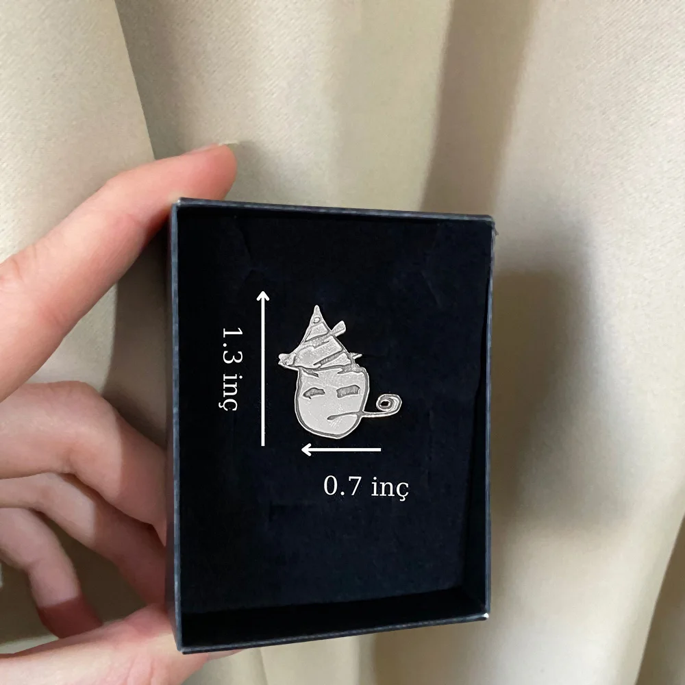 Custom Drawing Brooch Kid's Painting Lapel Pins For Women Men Personalized Stainless Steel Jewelry DIY Actual Handwriting Badges