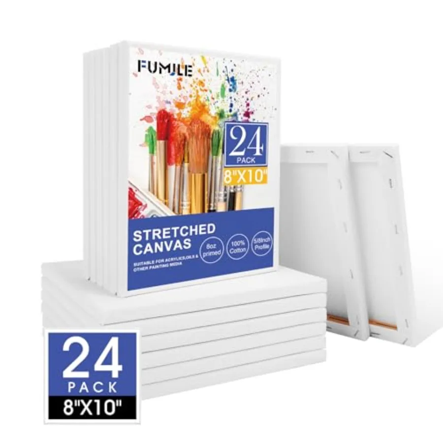 

Canvas for Painting Stretched, Pack Canvases for Painting-/ in Profile Primed White Blank Painting Canvas Value Pack for Oil an