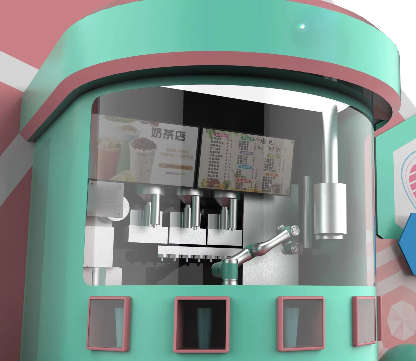Sophisticated Technology Robot Robotic Bubble Tea Vending Machine Touchscreen Display WeChat Ali Pay Payment 150-200 Pcs