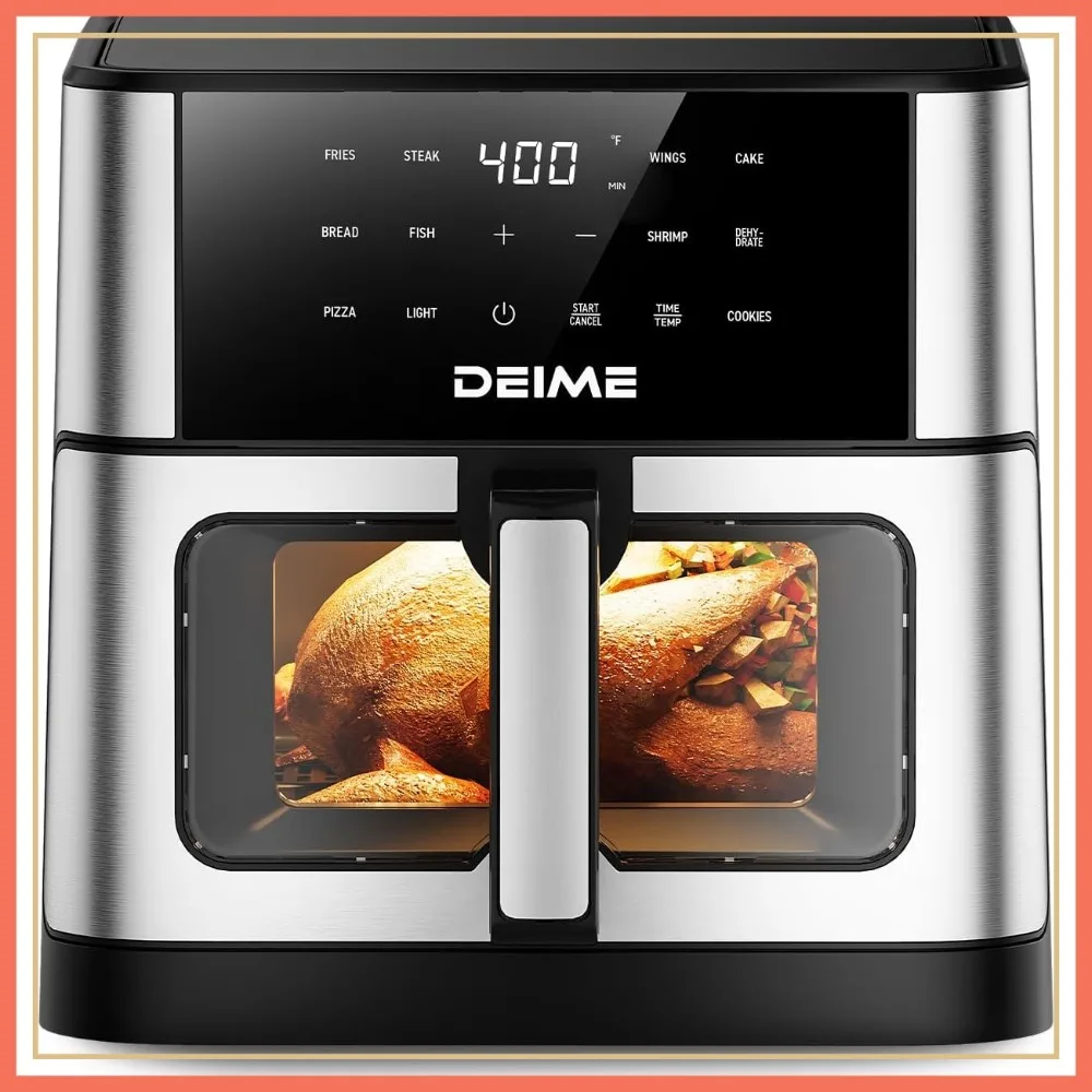 

10.2 QT Air Fryer 1700W Large Capacity with 10 Presets, Visual Window, Non-Stick Basket, Recipe Guide