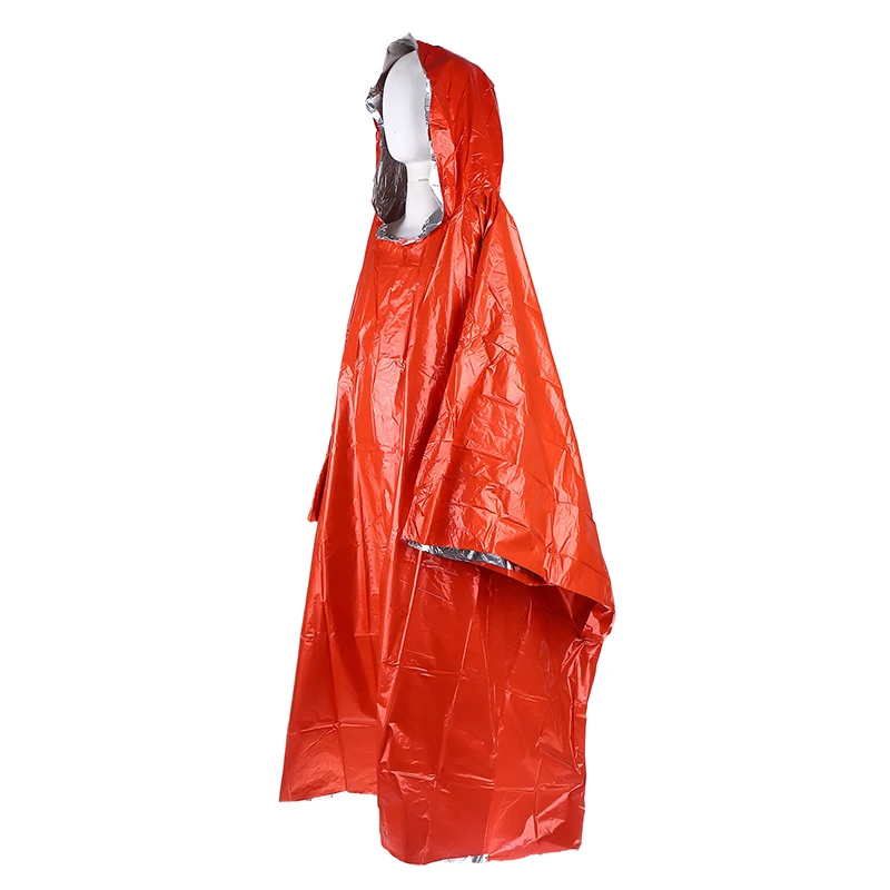 مقاوم للماء معطف المطر في حالات الطوارئ بولي ايثيلين بطانية حرارية معطف واق من المطر غطاء مقنع للتخييم في الهواء الطلق التنزه السفر دراجة نارية المطر والعتاد #3