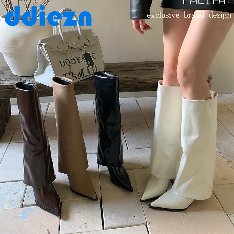 New Heels Women High Boots Western Female Shoes For Women Autumn Ladies Knee-High Knight Modern Pointed Toe Pumps Long Boots