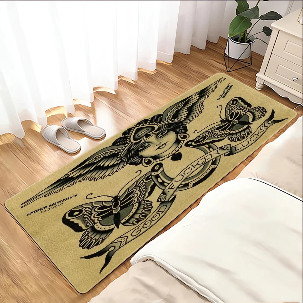 Entrance Door Doormat Old School Tattoo Pattern Rug for Bedroom Floor Bath Mat Bedrooom Carpet Room Mats Balcony Kitchen Welcome