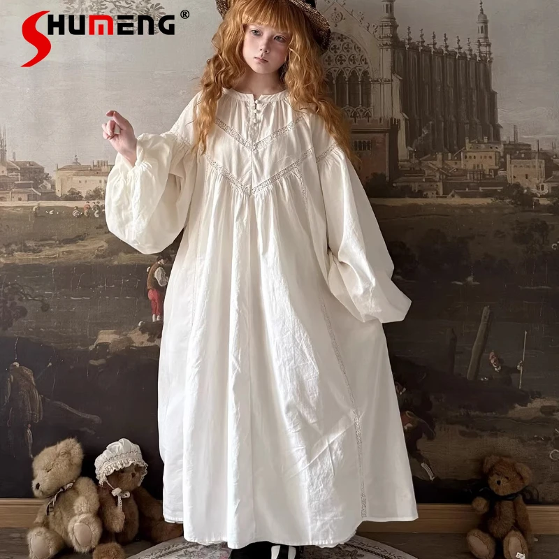 

Solid Color Vintage Sweet Cute V-neck Hollow-out Jacquard Bubble Dress 2026 Spring New Casual Loose Fit A-line Dresses For Women