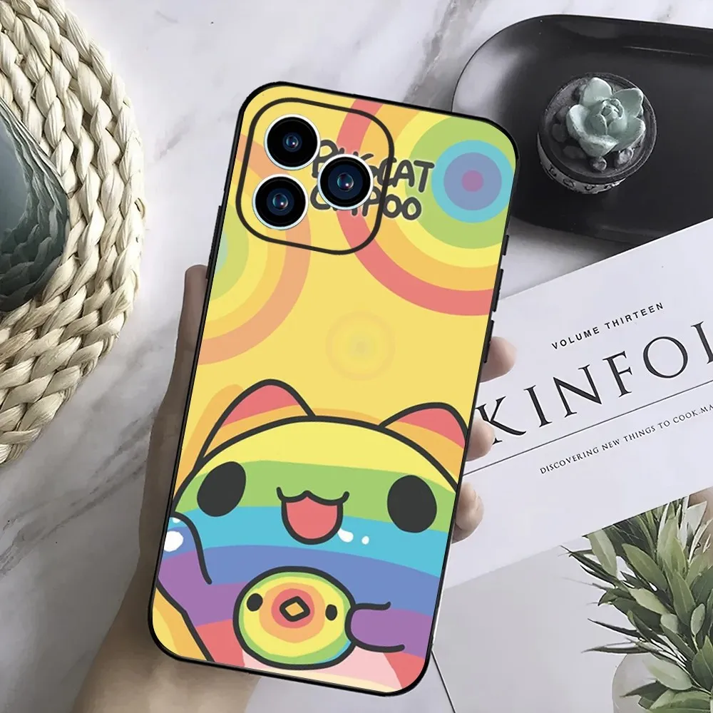 Kawaii Bugcat Capoo Phone Case For Samsung Galaxy S24 S23 S22 S21 S20 FE S10 S9 S10E Plus Ultra Lite 5G Black Phone Case