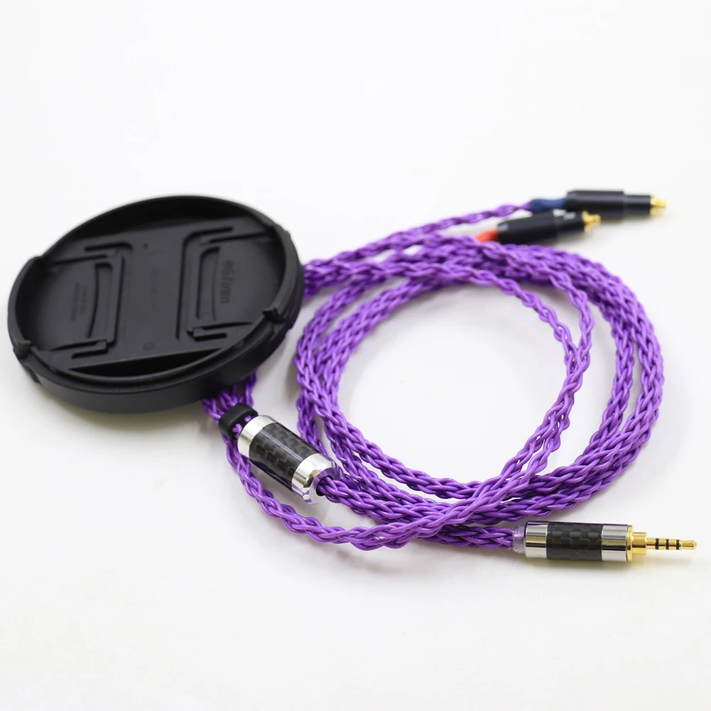 HiFi 8 Core Silver Plated Purple 2.5mm 4.4mm XLR 3.5mm  Earphone Cable For Shure SRH1540 SRH1840 SRH1440