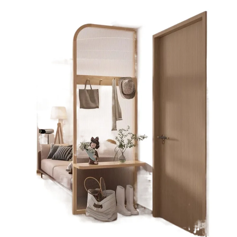 New Chinese style entry solid wood Changhong glass entrance tea room shop grille partition living room office entrance