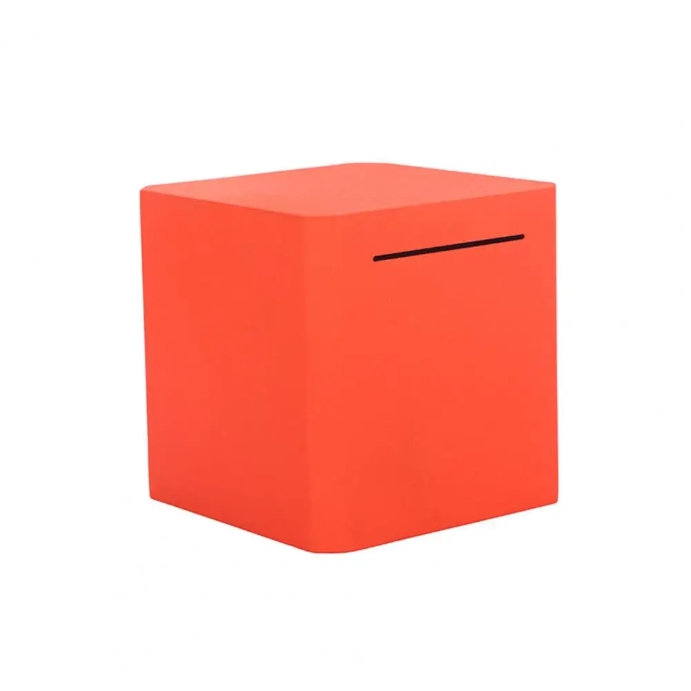 Coin Collector Box Stainless Steel Square Piggy Bank Capacity Money Saving Jar for Adults Kids Solid Color Cube Deposit Box