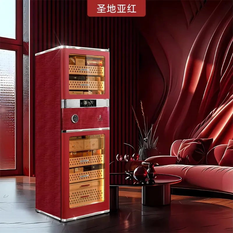 Leather Electric Power Source Cigar Humidor Cabinet Temperature and Humidity Regulation for Household Use