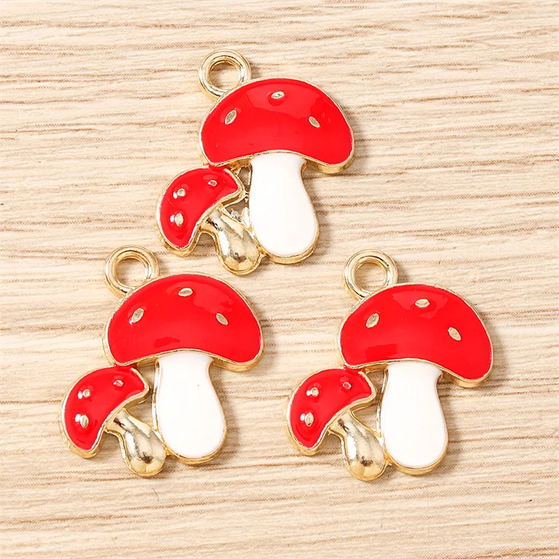 Tusember 20 Stück 18 x 20 mm niedliche Kawaii-Pilz-Anhänger für handgefertigte Ohrringe, Armbänder, Halsketten, DIY-Schmuckherstellungszubehör – Detail 10