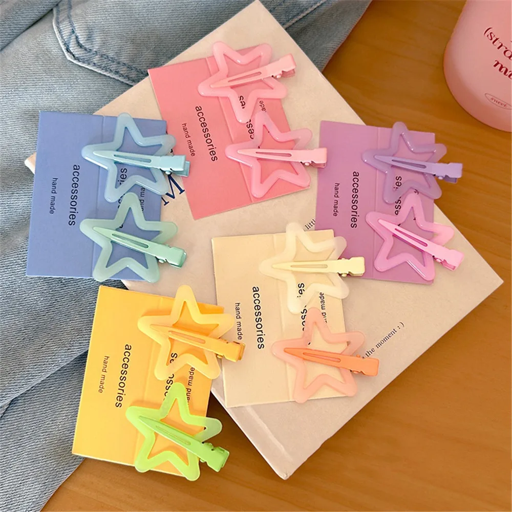 

Trendy Colorful Star BB Hair Clips Women Grils Kids Cute Side Barrettes Hair Grip Star Hairpin