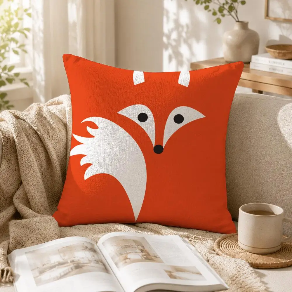 Minimal Woodland Friends Cushion Cover Linen Pillow Cover 40x40cm Decorative Cushion Case Boho Home Sofa Decor Gift