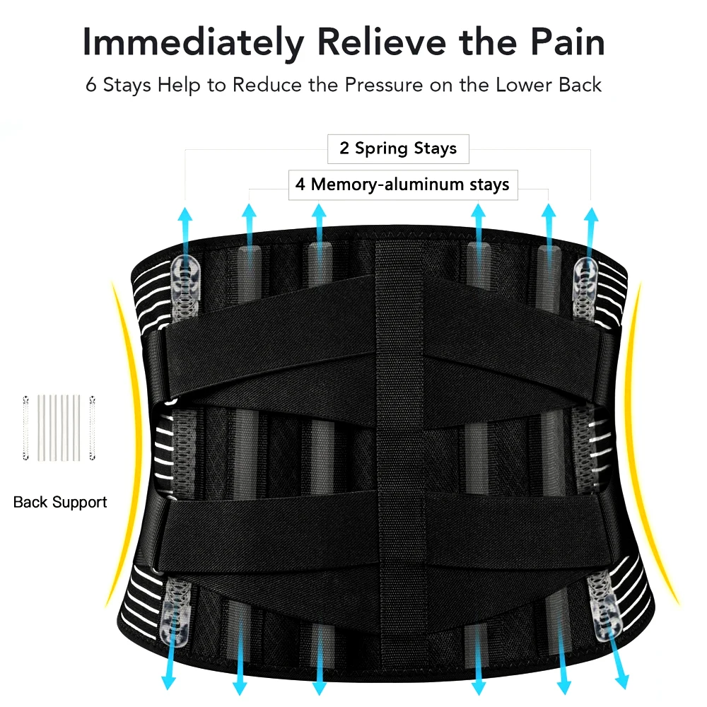 Elstiac-Correa de espalda Lumbar ajustable para hombre y mujer, entrenador de soporte de cintura, almohadilla Lumbar con 6 estaciones, Binder