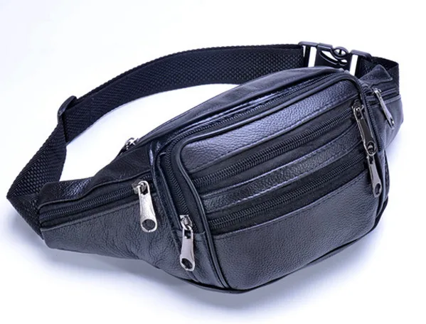 Men Geniune Leather Waist Bags Fanny Packs  Retro Belt  Cell Phone Purse for Male  Fashion Travel Pouch