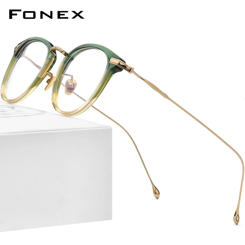 

FONEX Acetate Titanium Eyeglasses Frame Men 2021 New Retro Square Glasses Women Spectacles Eyewear F85648