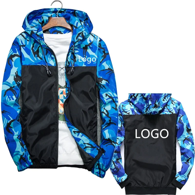 Spring Autumn Customizable logo Camouflage Jacket windproof waterproof Outdoor Men's Hooded jacket Customize your own pattern