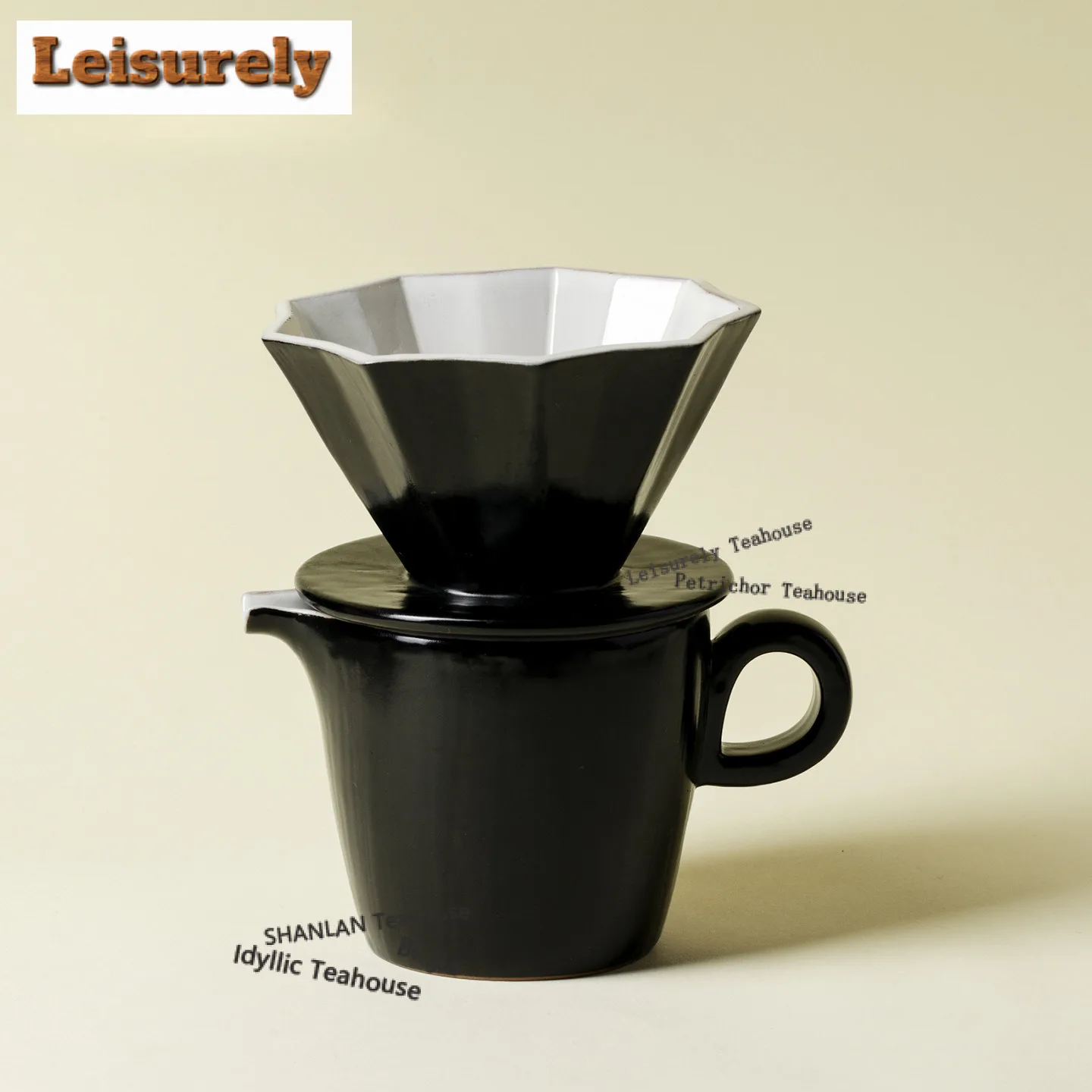 

Кружка для кофе и чая в стиле Ваби-Саби, черная, из грубой керамики, для офиса, для послеобеденного чая, с фильтром для кофе, принадлежности для чая