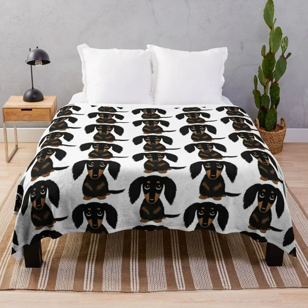 

Black and Tan Long Haired Dachshund Throw Blanket Summer Sofa Sofas Kid'S Blankets