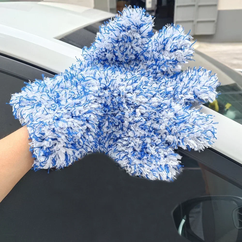 1pc Auto Double-sided Senza Graffi Guanto di Pulizia Strumento Auto Addensato Morbido Microfibra Lavaggio Pulire Guanti Carrozzeria Ruote Guanti Puliti