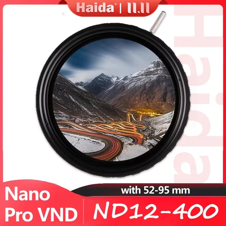 Haida NanoPro Variable ND Filter from ND12-ND400 Double-sided MC Medium Gray Density Adjustable Scrim Filter for Camera Lens