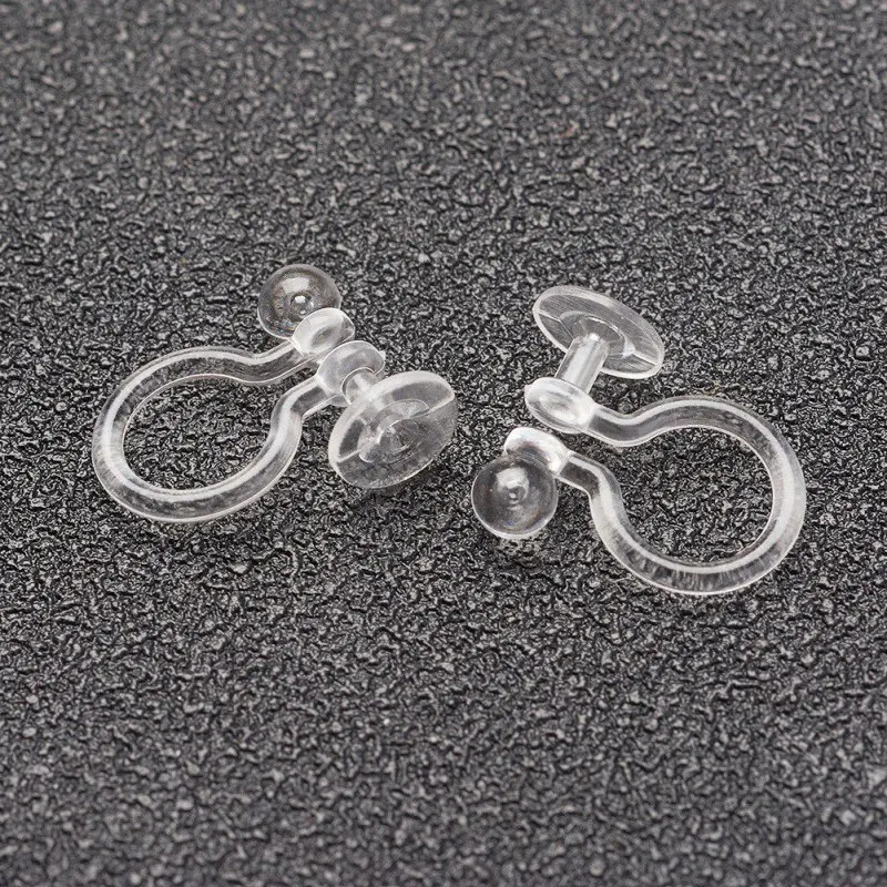 20pcs Plastic Clip-on Earring Findings For Non-pierced DIY Earring Making Clear 9x11mm Ball: 3mm Tray: 5mm Hole: 0.6mm