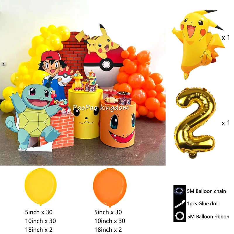 Liebliches Pikachu-Themen-Ballon-Dekorationsset Cartoon-Folienballons Blitzballon-Set Kindergeburtstags-Party-Deko-Zubehör – Detail 38