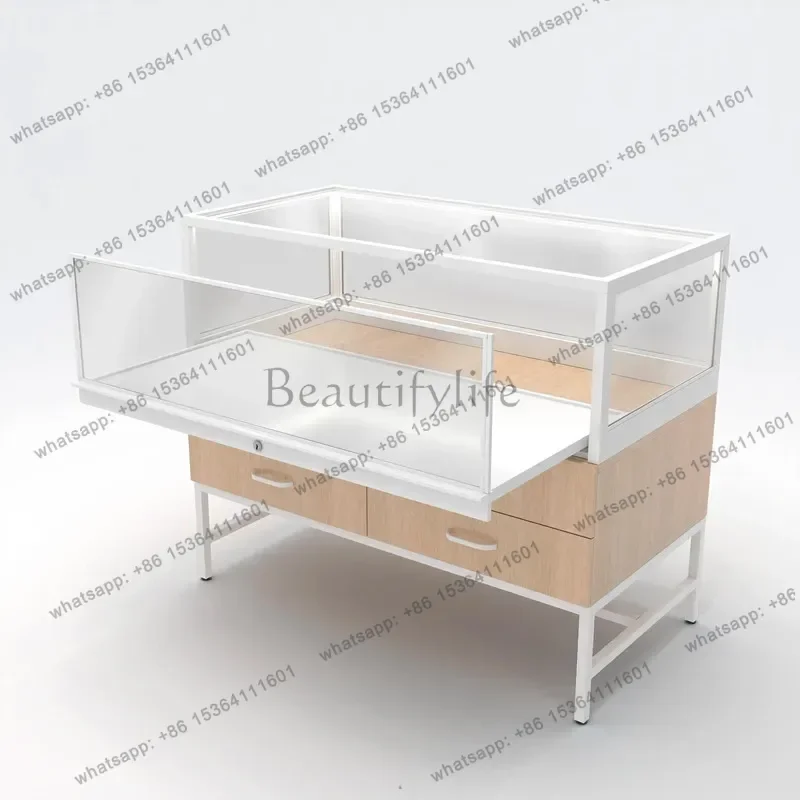 FG French style Custom high quality jewelry store display cabinet locable glass display counter wooden showcase with