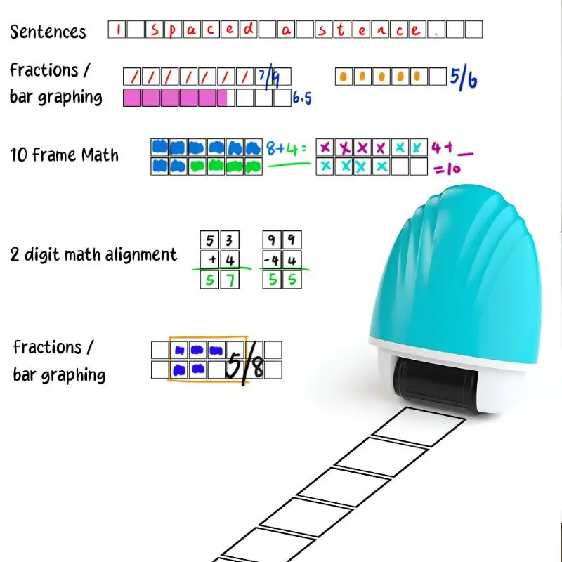 Roller Stamp Math Correction Tool Convenient Teacher's Teaching For Mathematics And English Seal Double Line Grid Roller Seal