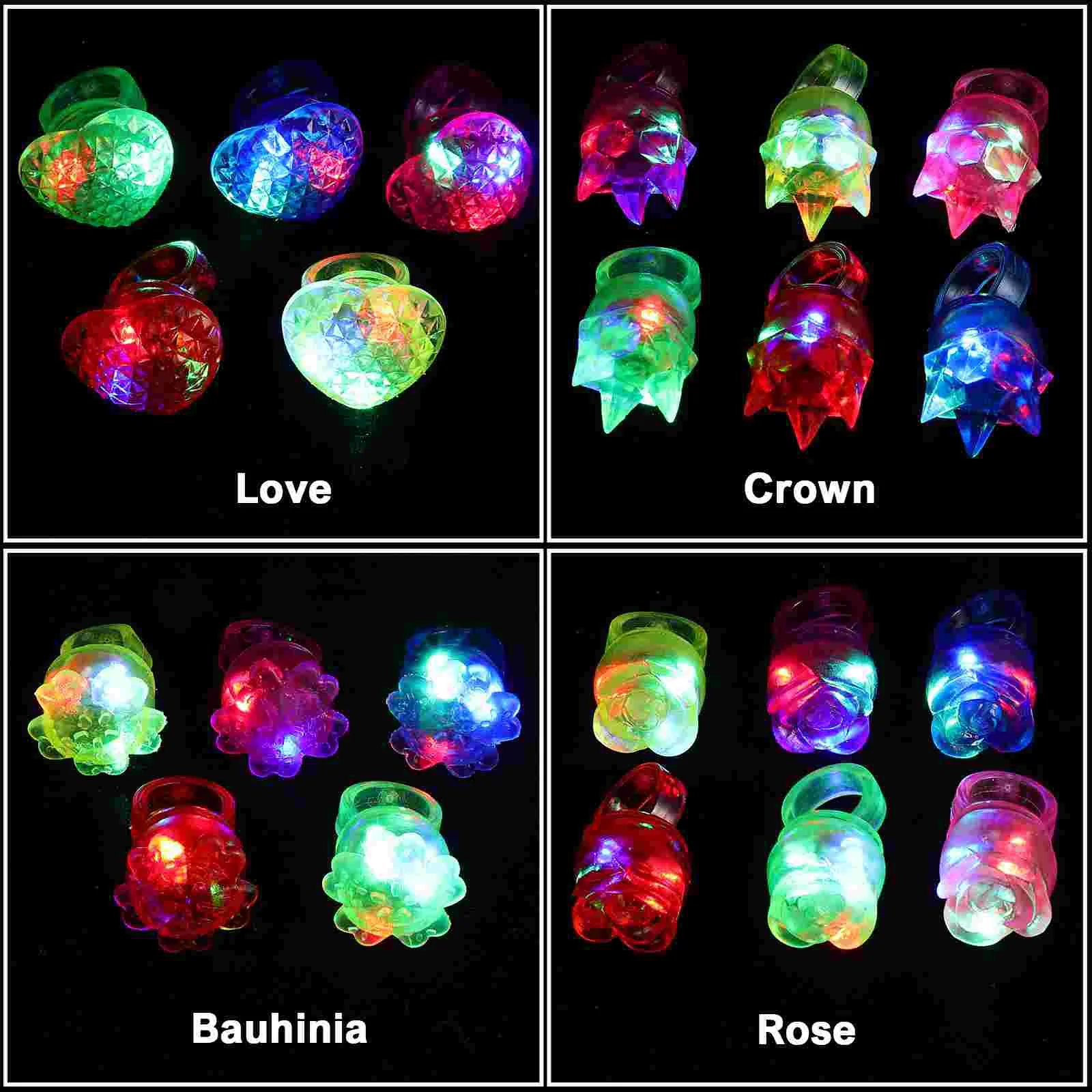 24 Pcs Ring Light up Rings Party Favor for Kids Gift LED Glowing Finger Child The