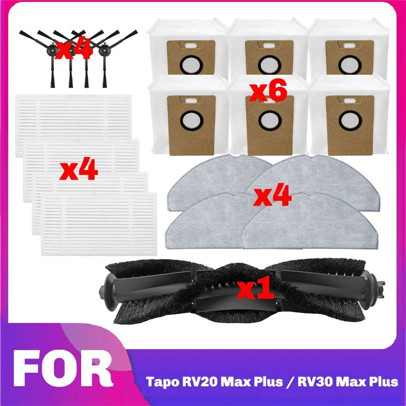 【Berserk】Per TP-Link Tapo RV30 Max Plus / RV20 Max Plus / RV30 Max / RV20 Max Spazzola laterale principale Filtro Hepa Parti del sacchetto per mop
