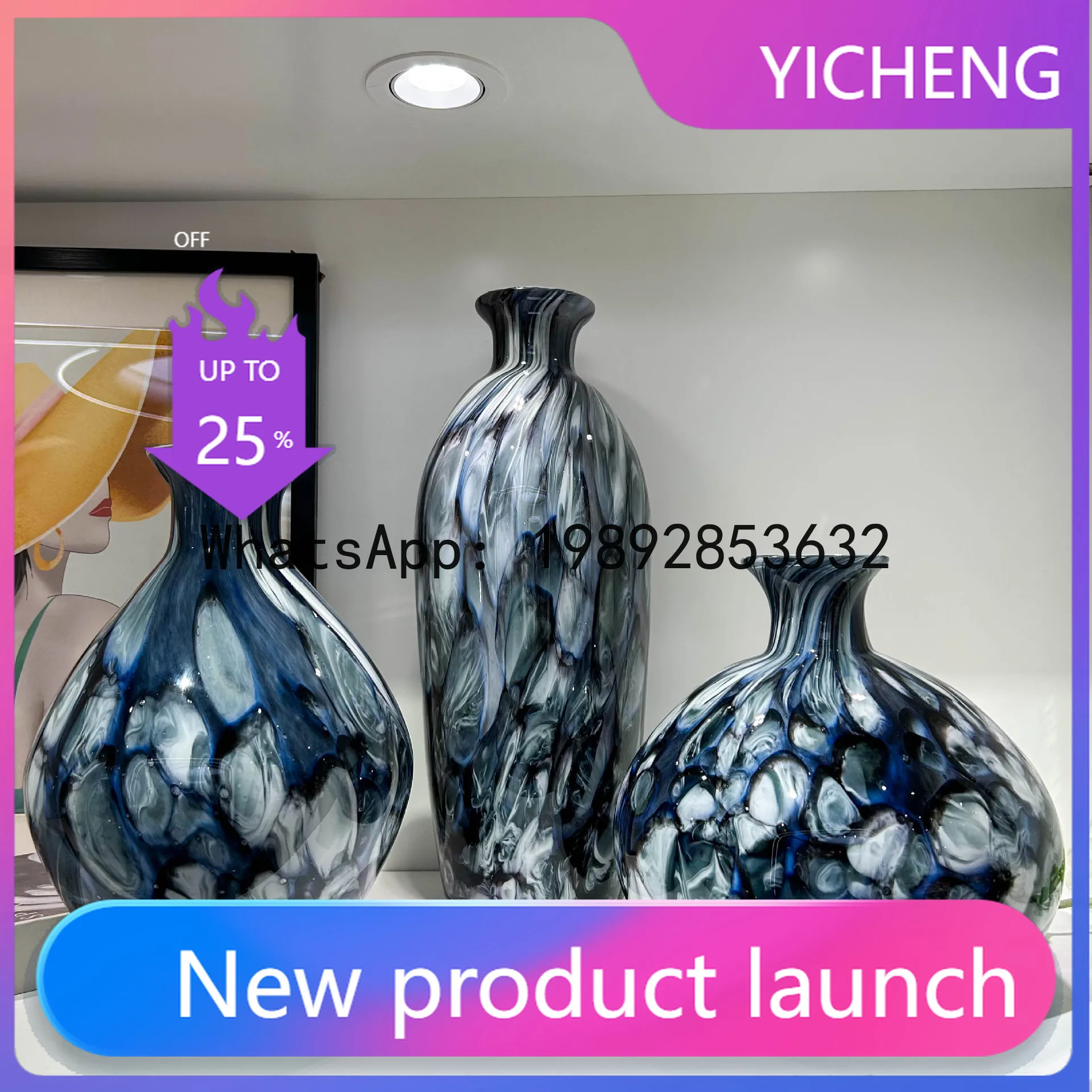 

Стеклянная ваза ручной работы QQ Blue Glazed: ваза для гидропоники, террариум, кашпо с неровными водными волнами, аксессуары для домашнего декора