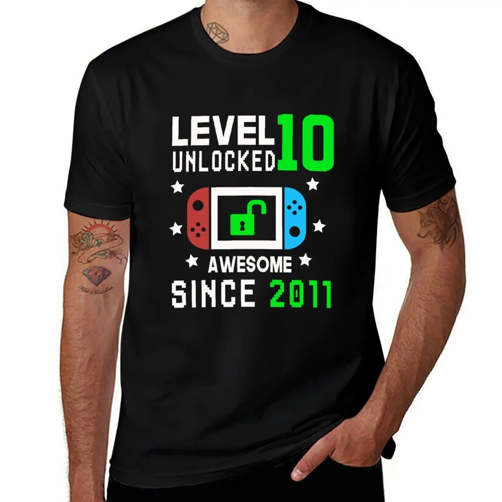 Level 10 Unlocked Birthday Awesome Since 2011 T-Shirt Casual Work Wear T-Shirt