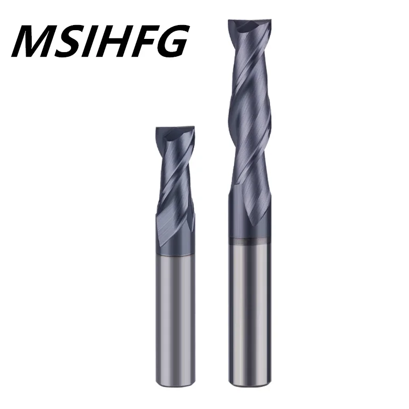 HRC58 CNC Carbide Flat End Millling Cutter Tungsten 2 Flute Metal Steel Machining Tool Key Face Square Router Bit 6 8 12 Shank