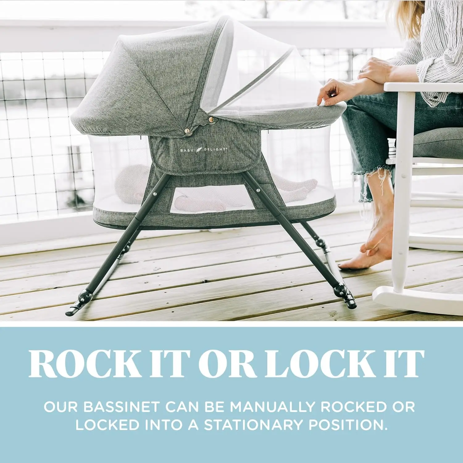 Portable Rocking Bassinet with Removable Canopy, Safe & Cozy for Babies Up to 5 Months