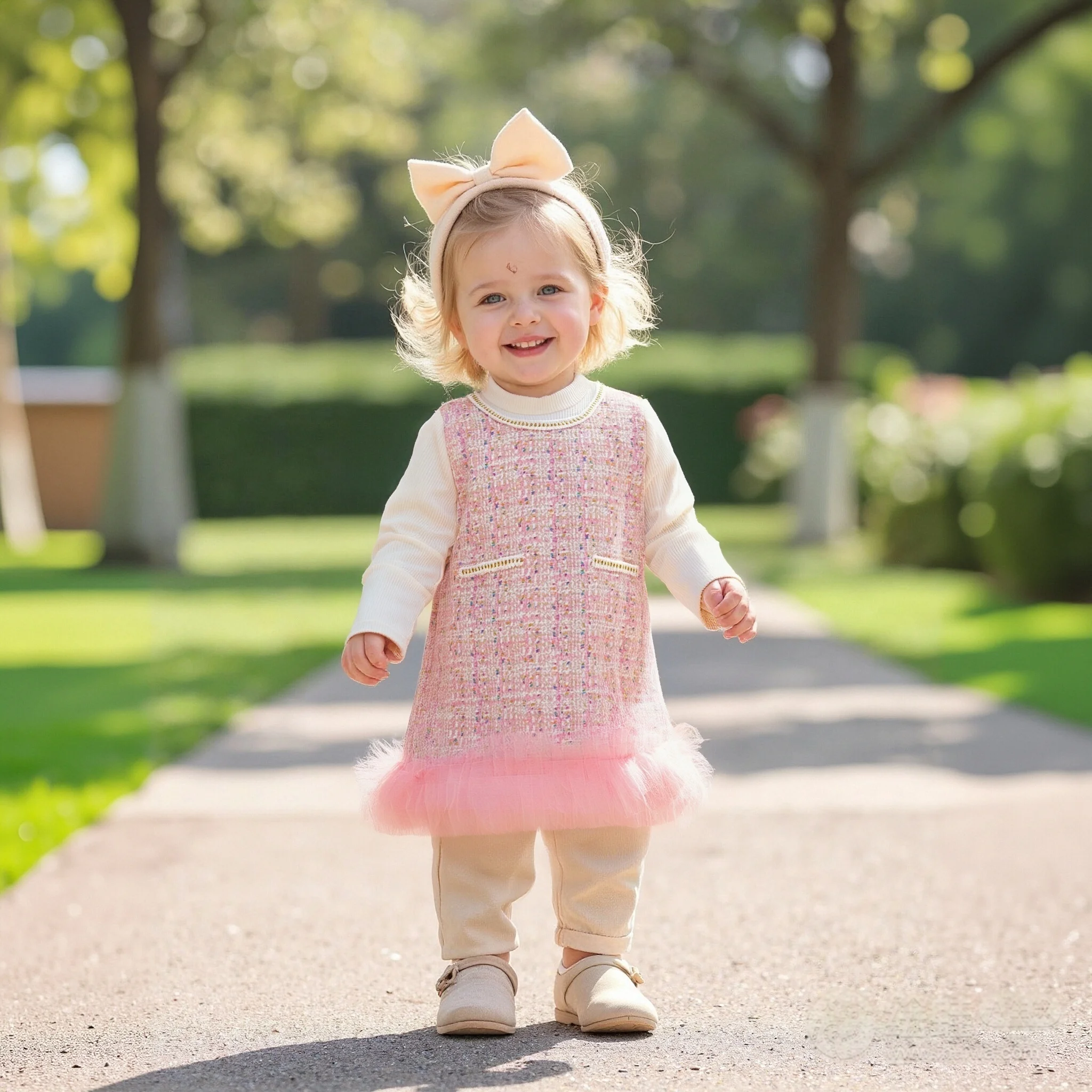 

Baby Girl Clothes Spring And Autumn Plaid Pattern Mesh Knitted Long-Sleeved Baby Girl Dress Cute Casual Girl Kid's Dress